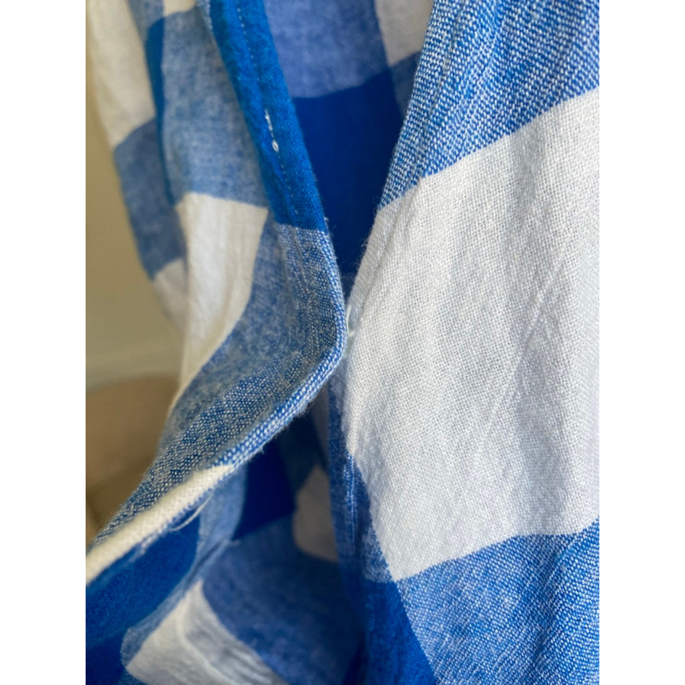 Old Navy Wrap Dress Gingham Blue White Cottagecore Preppy Summer Picnic Coastal - Picture 5 of 11